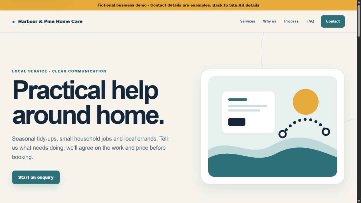 Harbour & Pine Home Care fictional example website